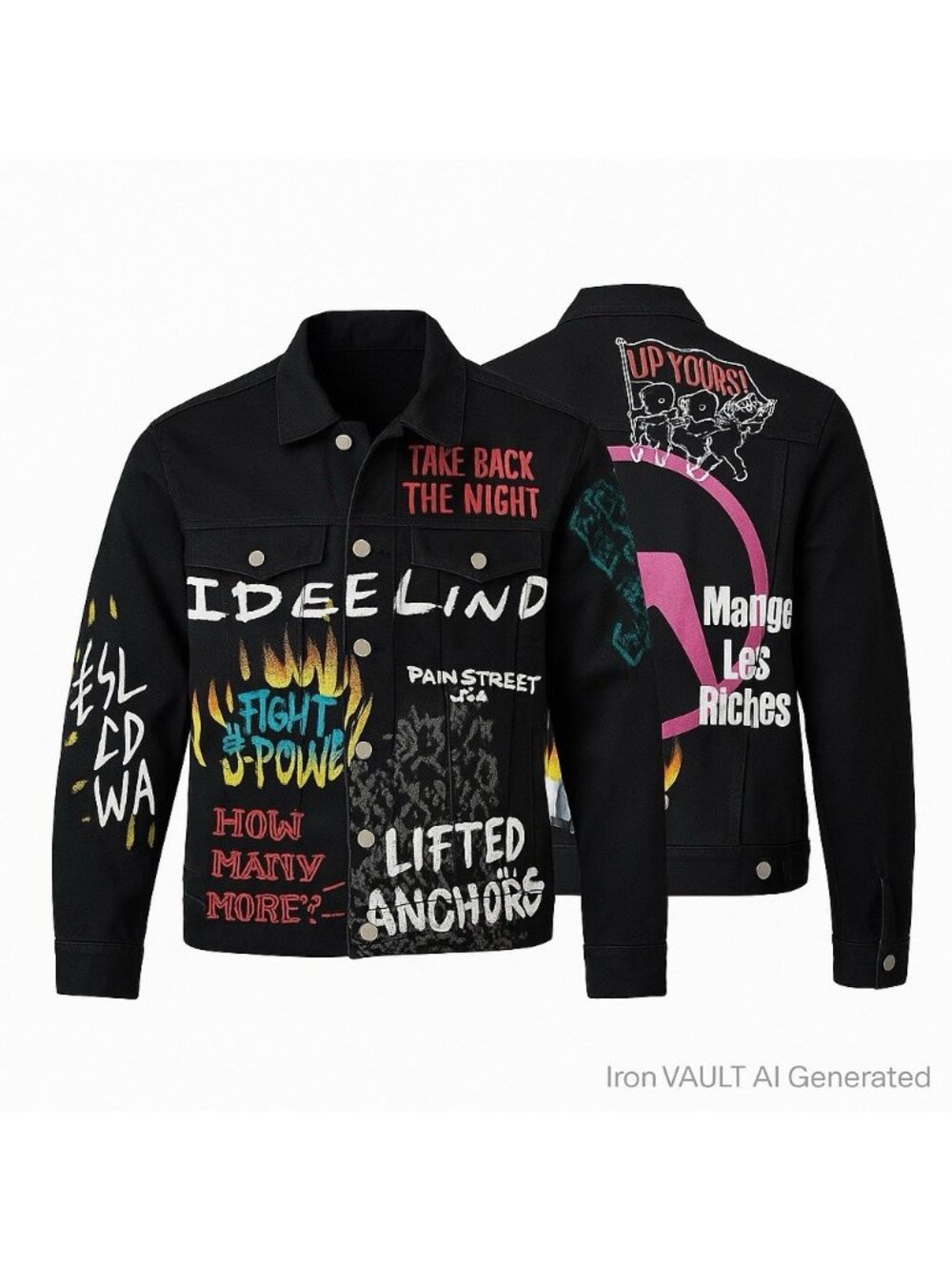 Lifted Anchors Small Black Denim Graffiti Jacket LASP21-50 Streetwear Punk